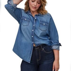 Torrid Denim Blue Button Up Shirt Sz.3